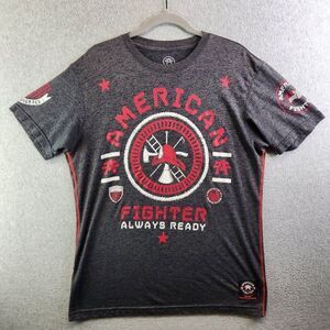 American Fighter Shirt Mens L Gray Fire Fighter Always Ready Fireman Tee